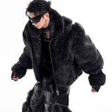 Opium Luxury Fuzzy Lederjacke - Fuga Studios