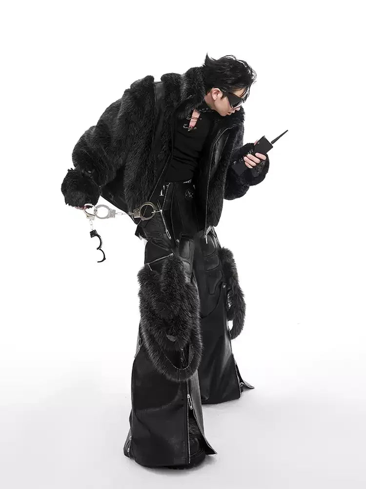 Opium Luxury Fuzzy Lederjacke - Fuga Studios