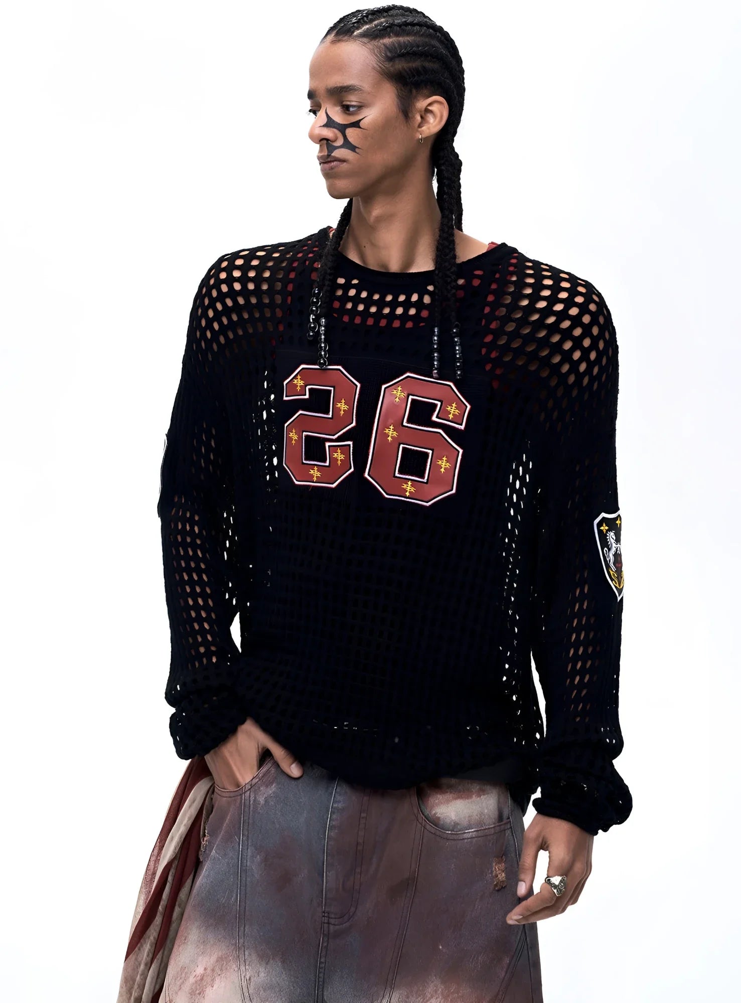 Opium Mesh Varsity Knit Sweater - Fuga Studios