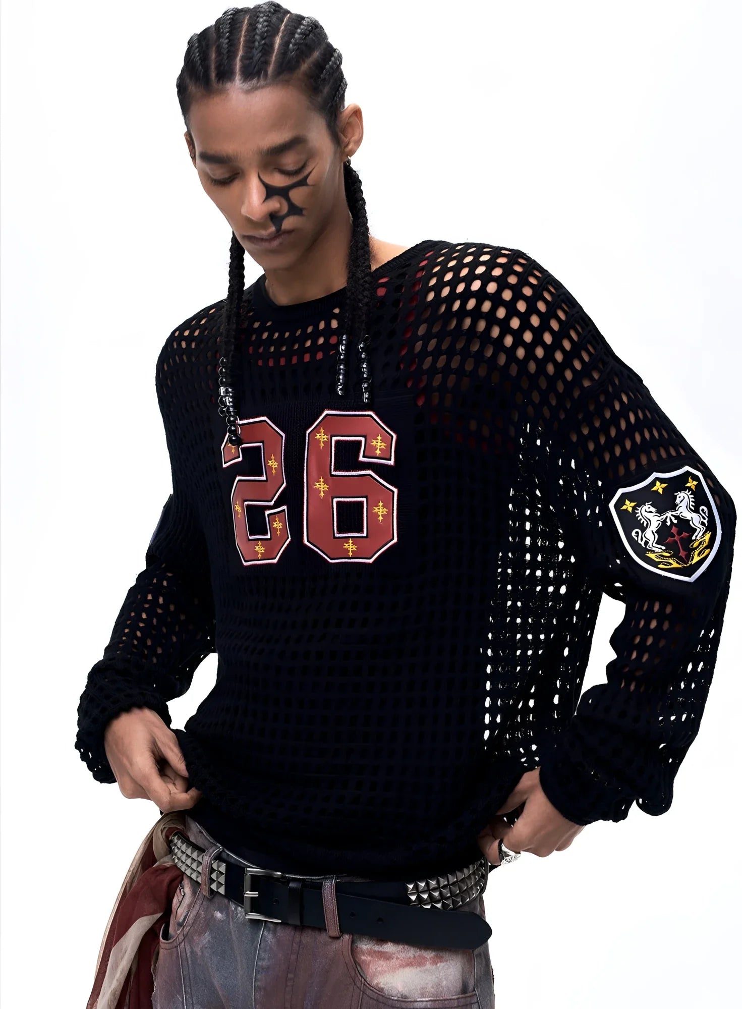 Opium Mesh Varsity Knit Sweater - Fuga Studios