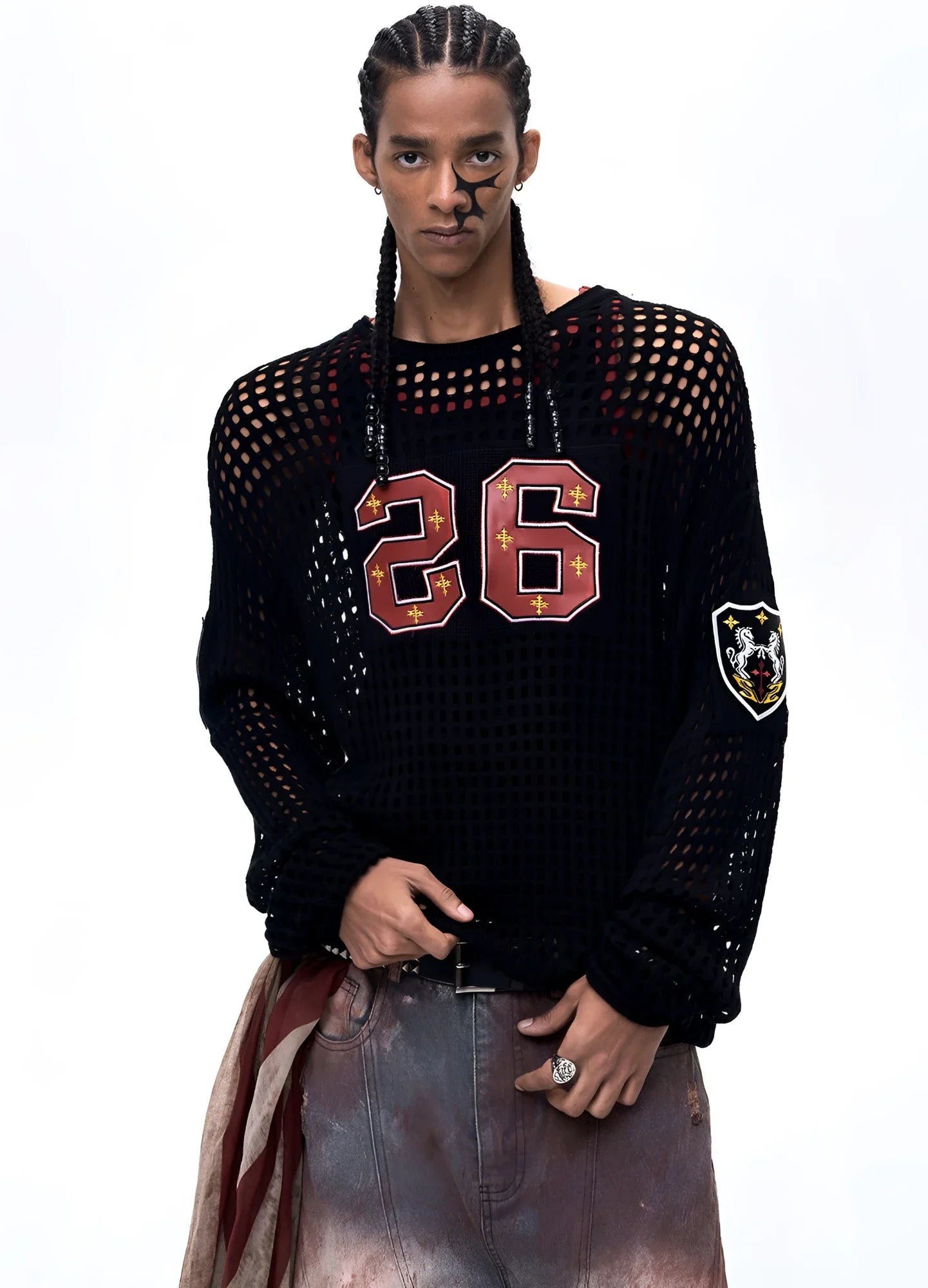 Opium Mesh Varsity Knit Sweater - Fuga Studios