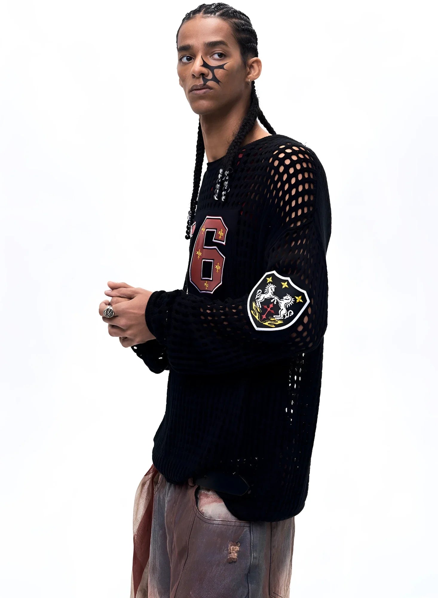 Opium Mesh Varsity Knit Sweater - Fuga Studios