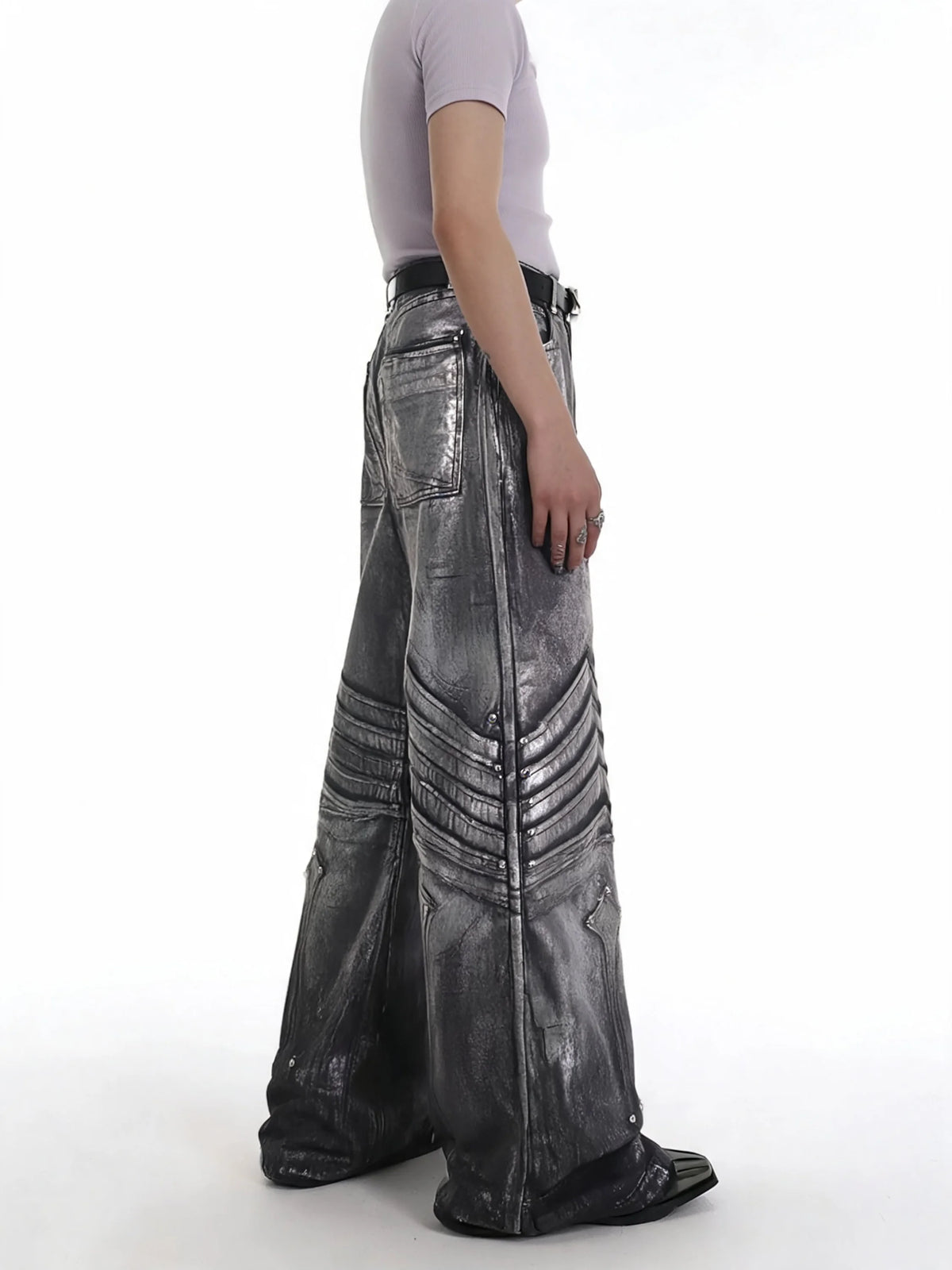 Opium Metallic Chevron Wide-Leg Pants - Fuga Studios