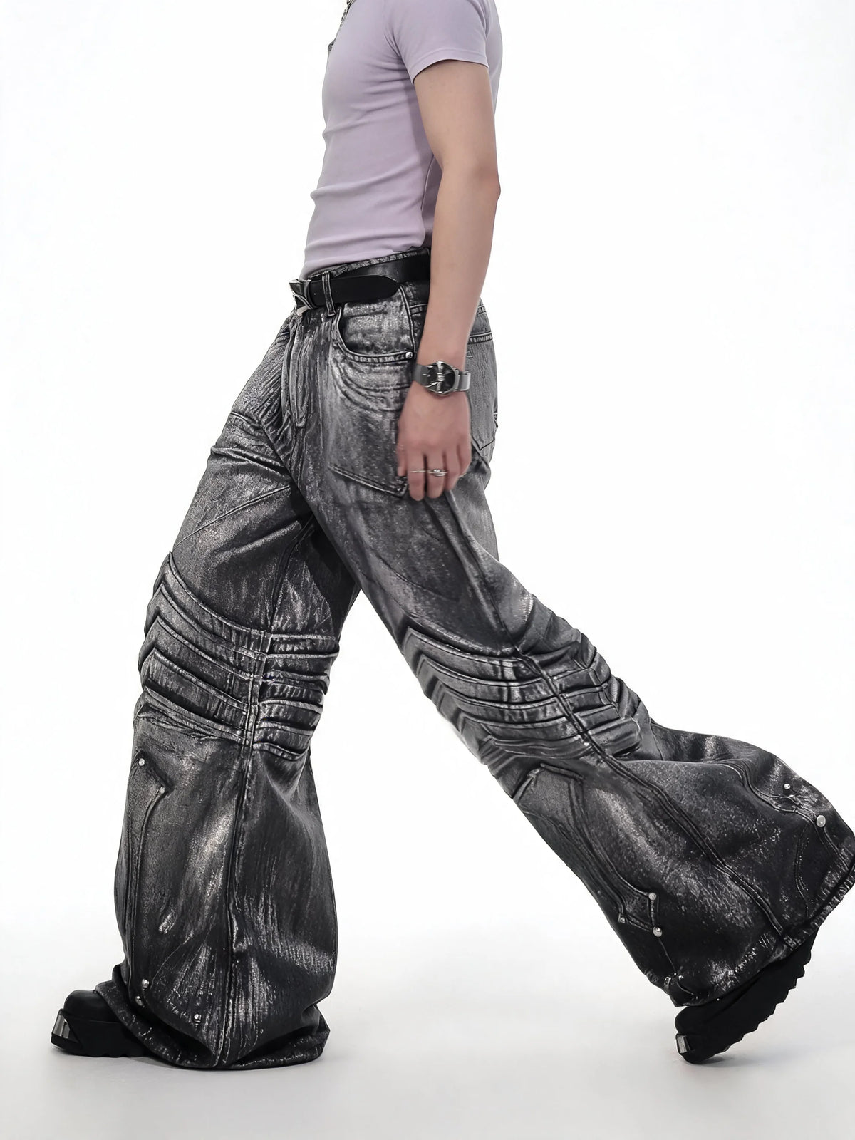 Opium Metallic Chevron Wide-Leg Pants - Fuga Studios