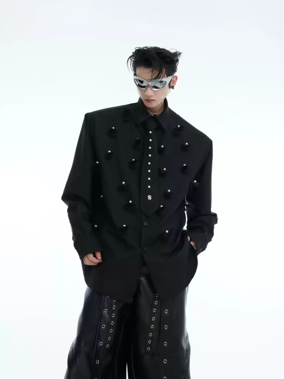 Opium 领带珍珠衬衫