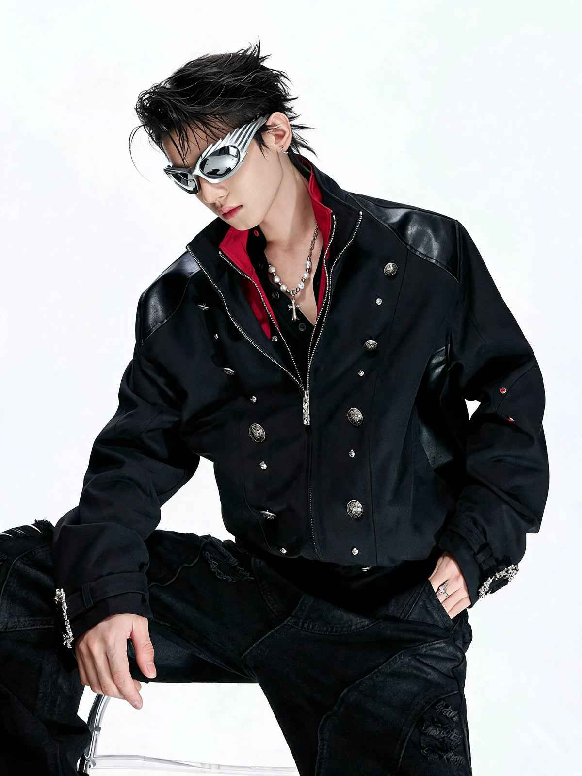 Opium Red Cross Jacket Schwarz - Fuga Studios
