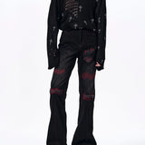 Placeholder Flared Denim Jeans Mens Patchwork - Fuga Studios