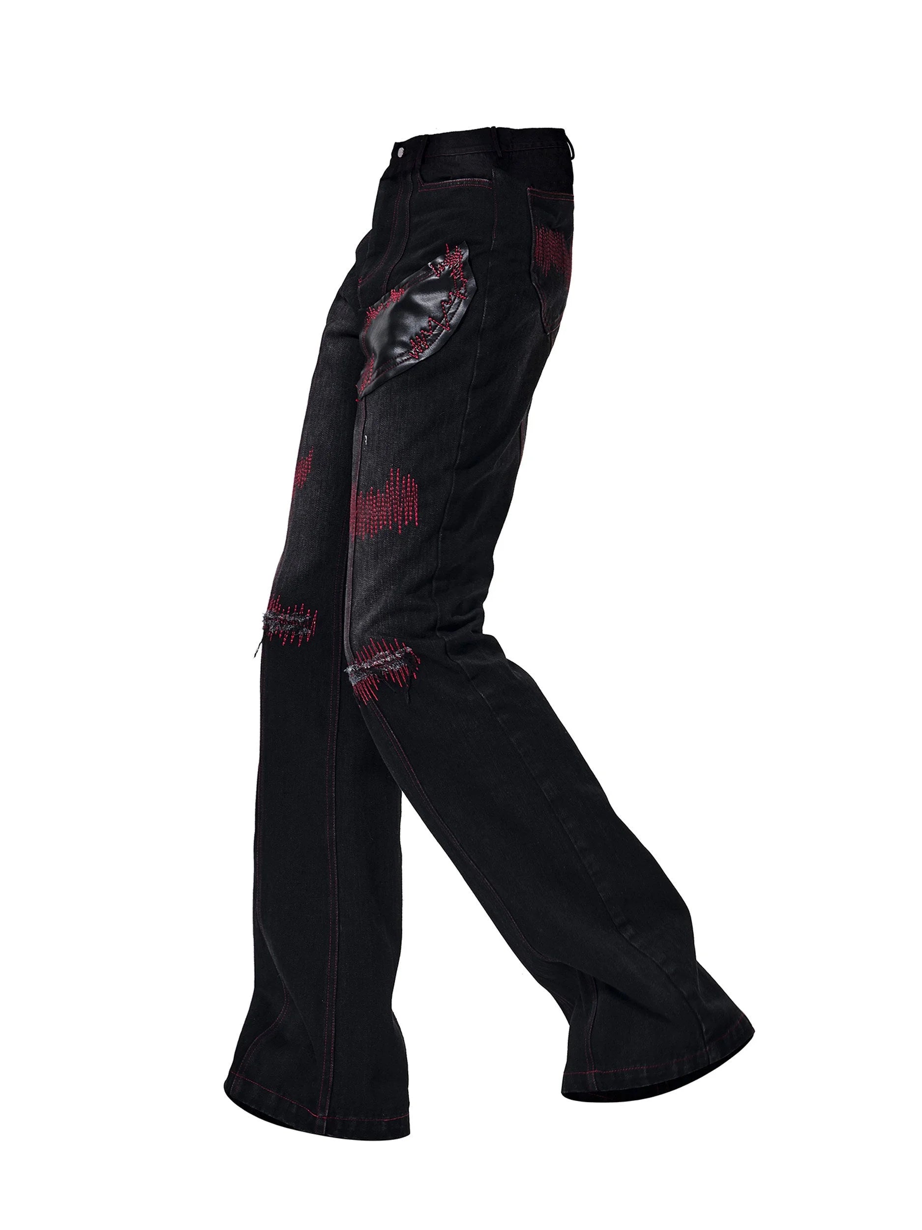 Placeholder Flared Denim Jeans Mens Patchwork - Fuga Studios