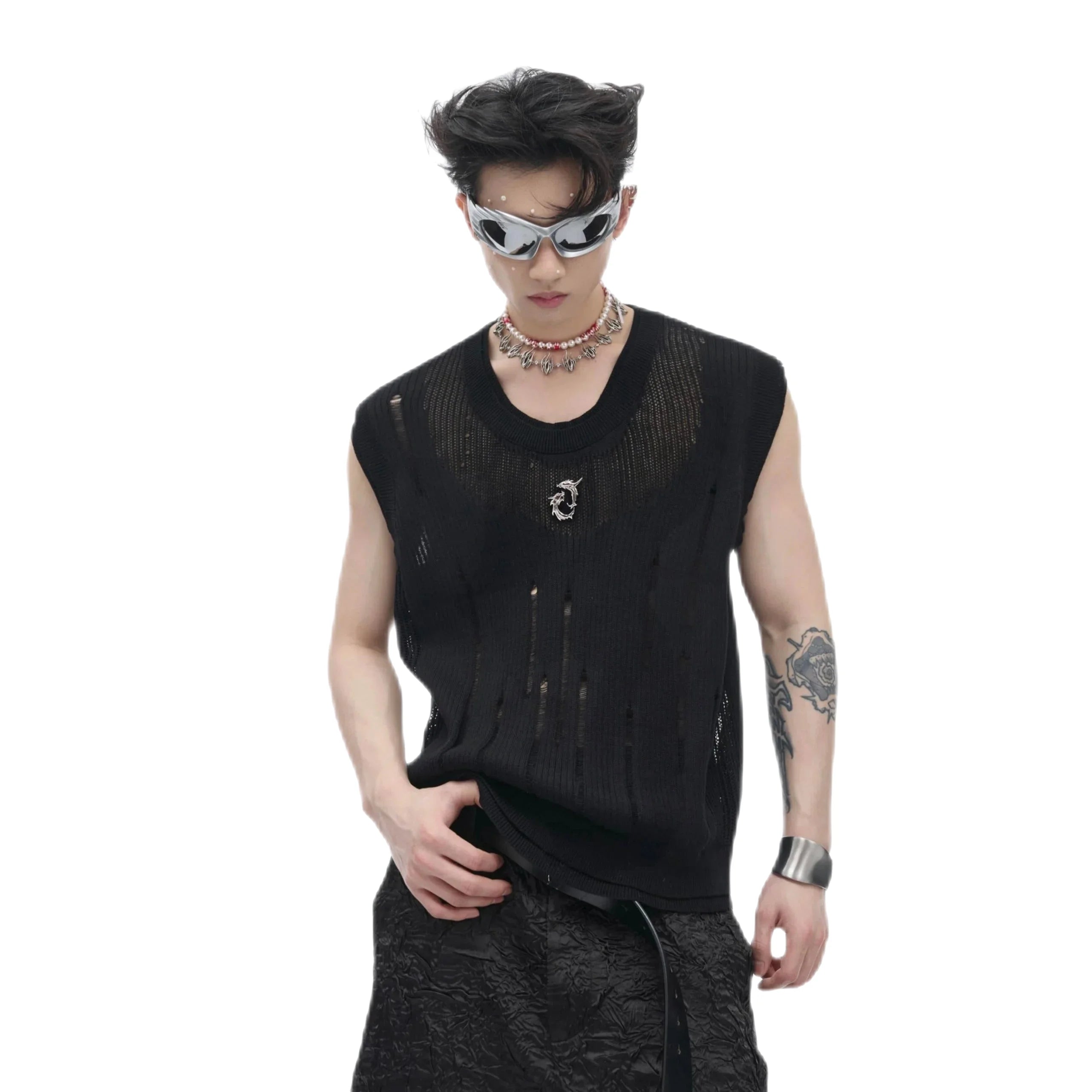 Opium Ripped Net Top - Fuga Studios