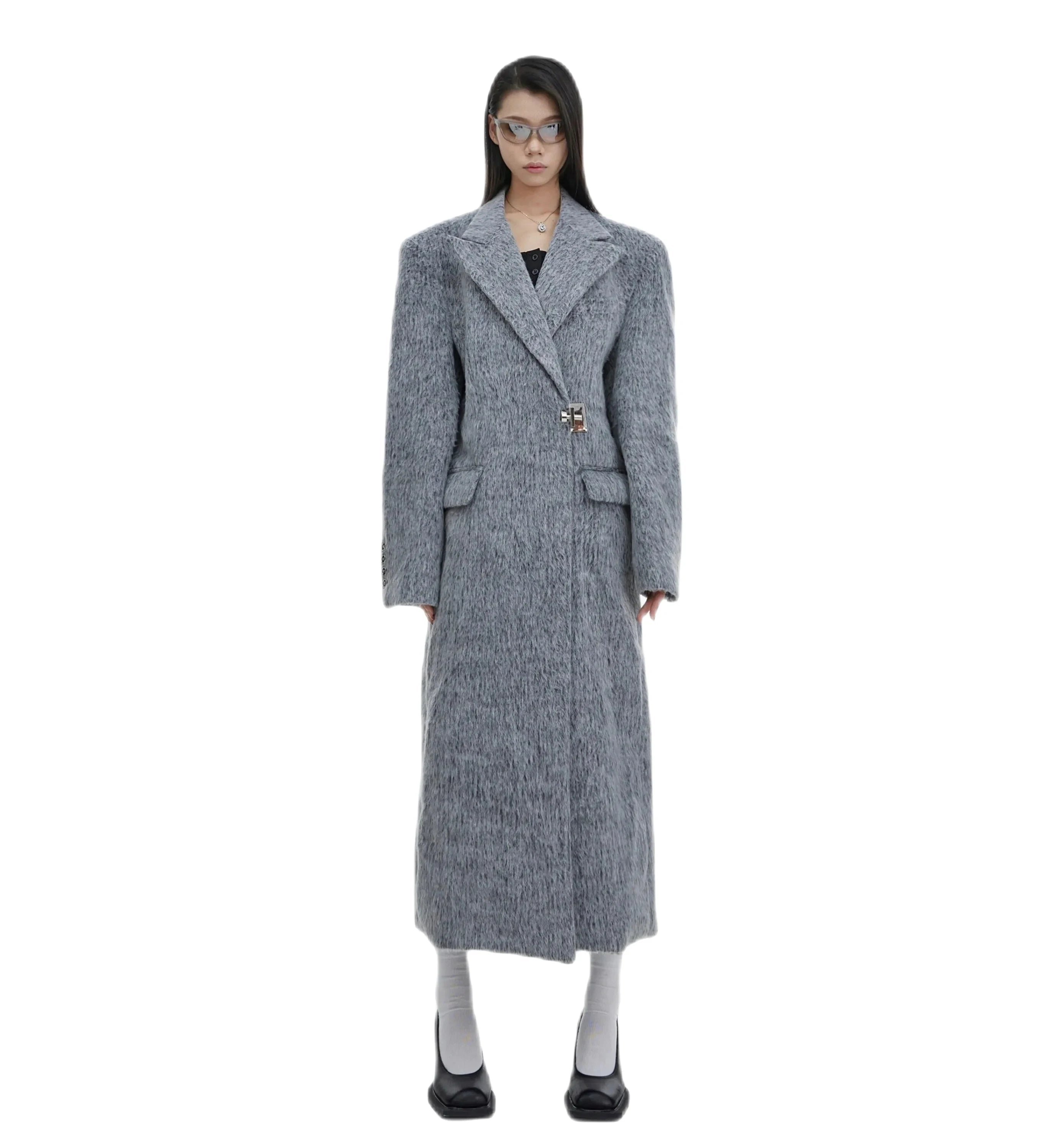 Opium Shoulder Padded Woolen Coat - Fuga Studios