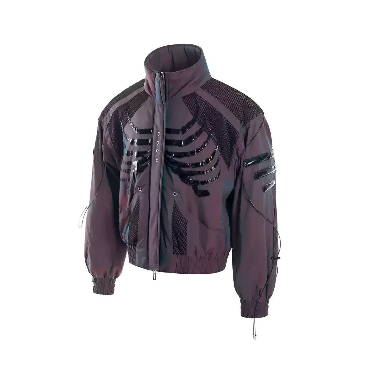 Opium skeleton mesh jacket. Iridescent, zip. | Fūga Studios