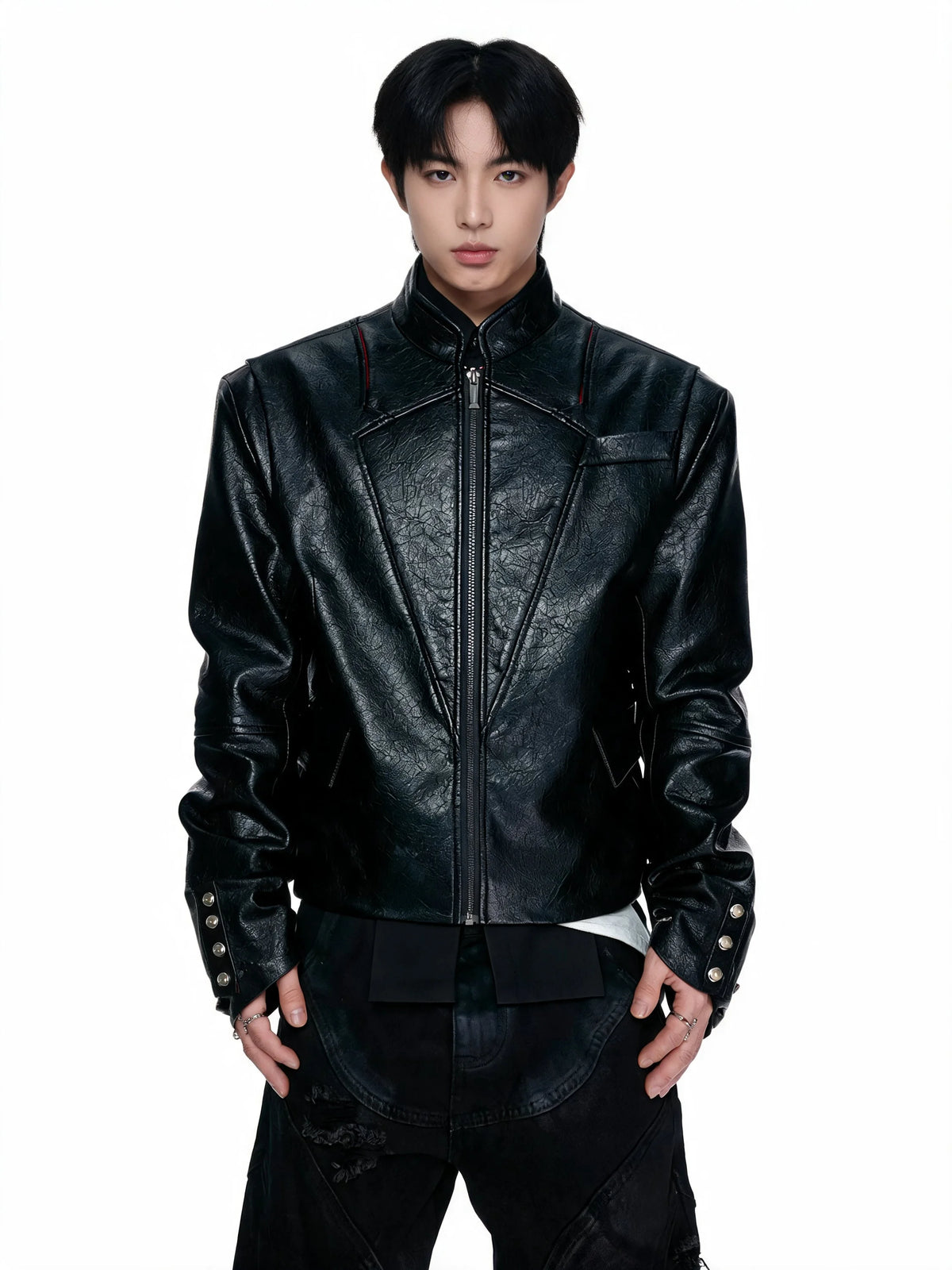 Opium Skull Leather Jacket Schwarz - Fuga Studios