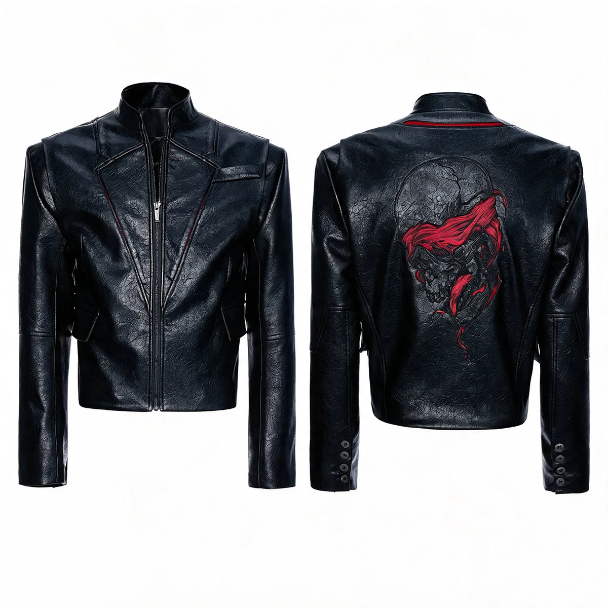 Opium Skull Leather Jacket Schwarz - Fuga Studios