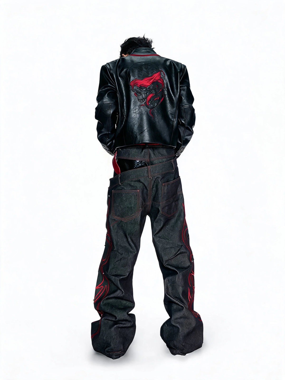 Opium Skull Leather Jacket Schwarz - Fuga Studios