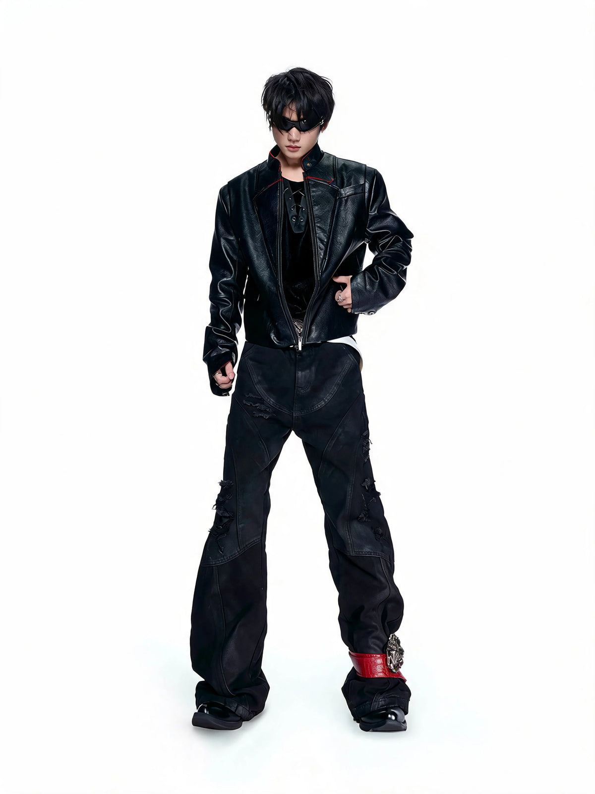 Opium Skull Leather Jacket Schwarz - Fuga Studios