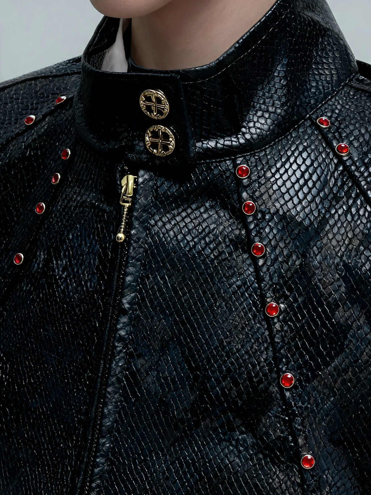 Opium Snakeskin Studded Bomber - Fuga Studios