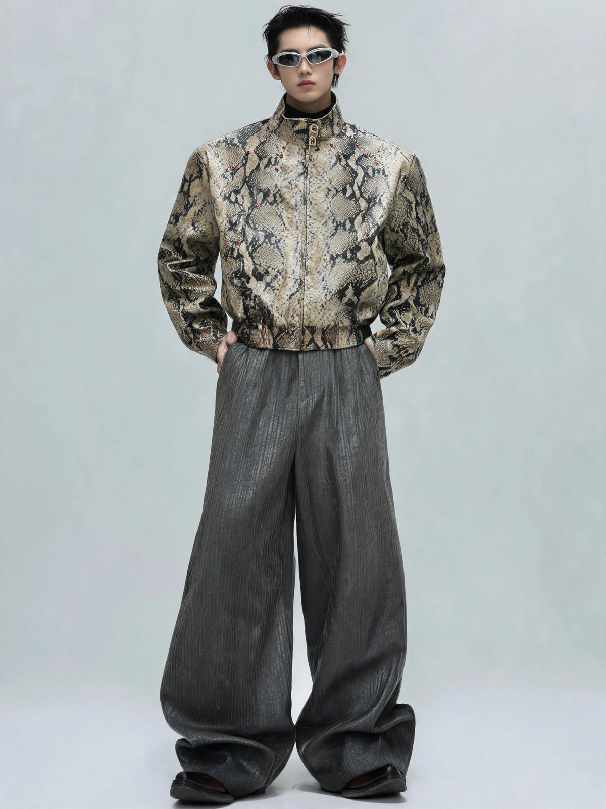 Opium Snakeskin Studded Bomber - Fuga Studios