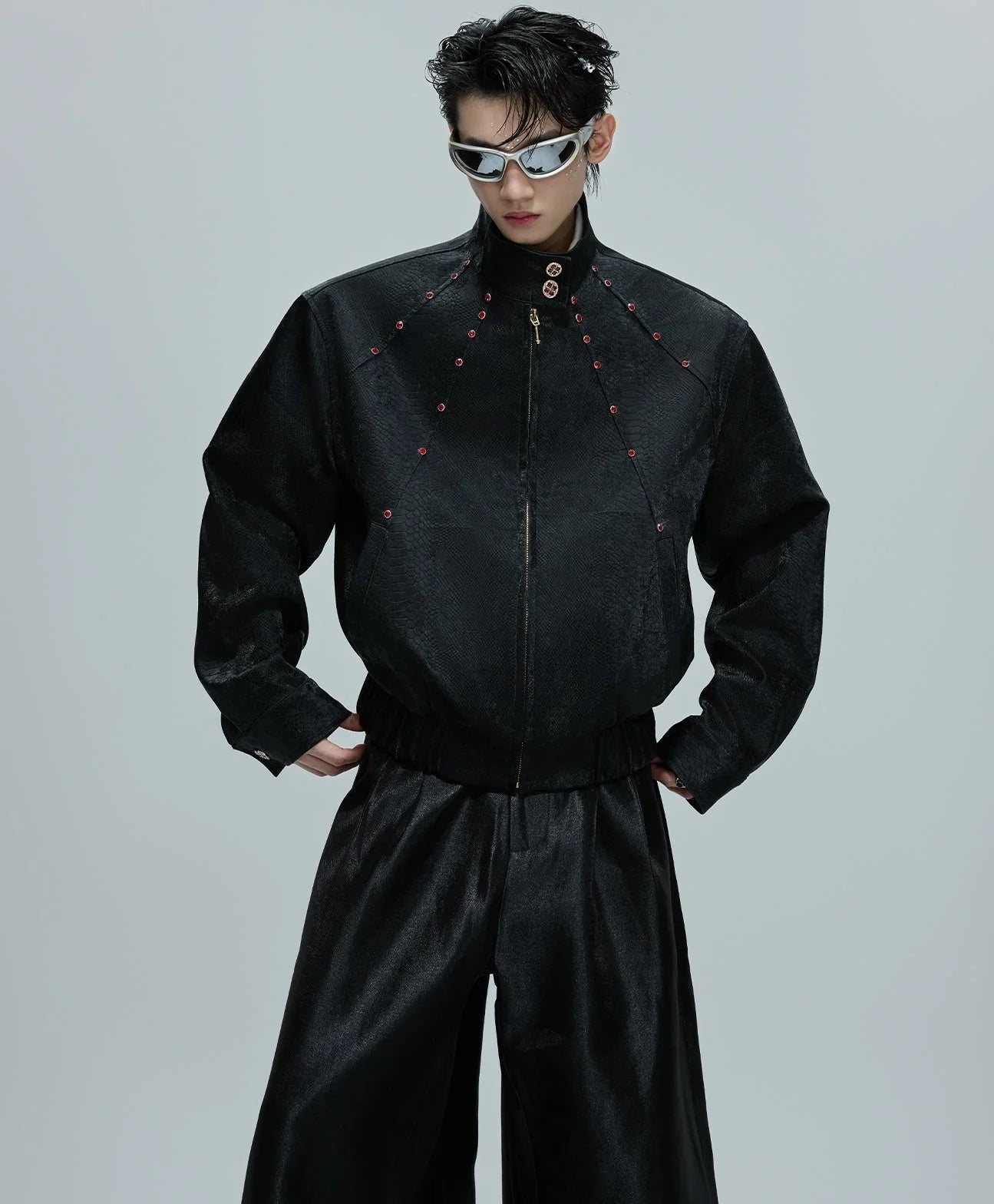 Opium Snakeskin Studded Bomber - Fūga-Studios