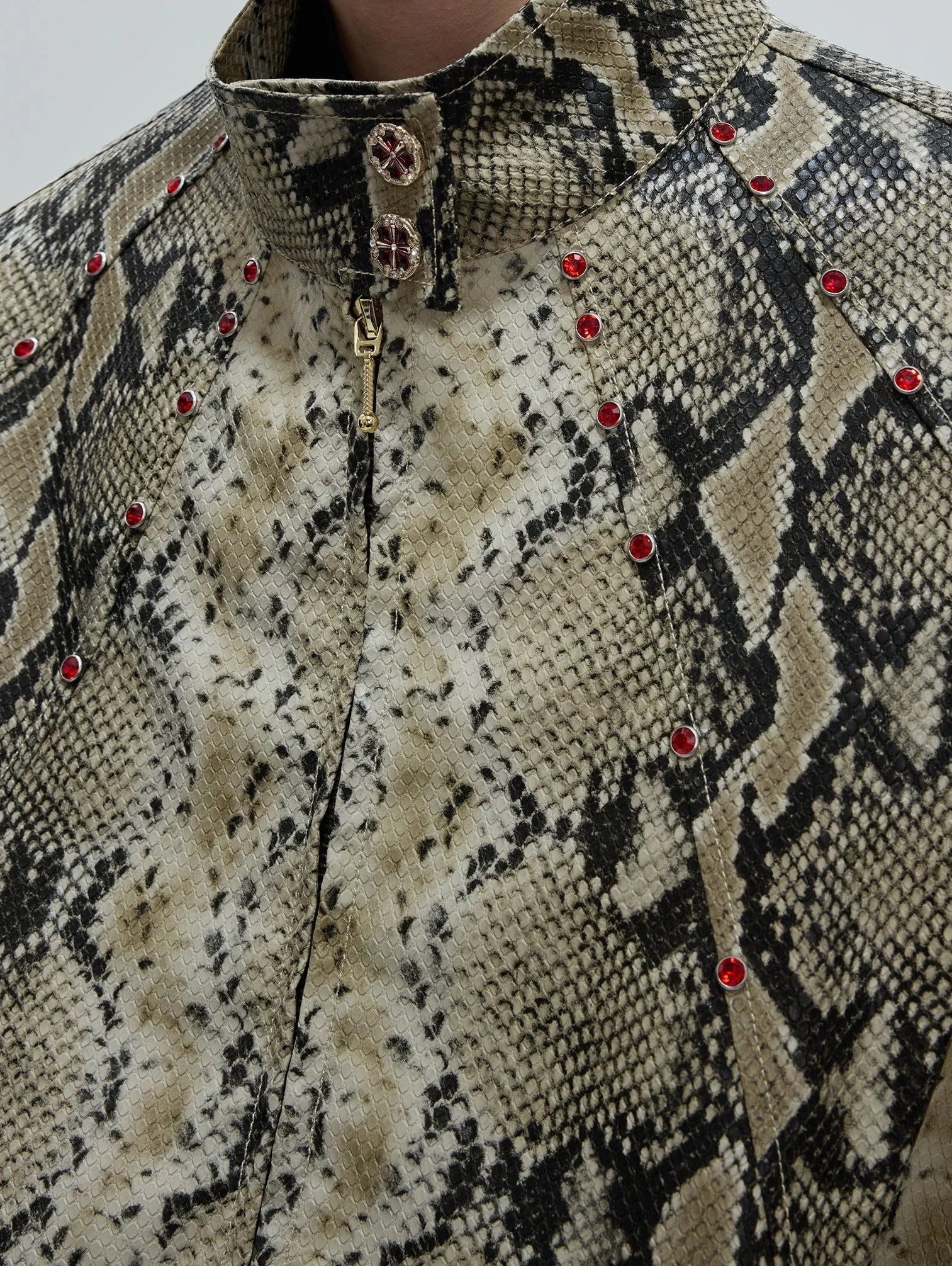 Opium Snakeskin Studded Bomber - Fūga-Studios