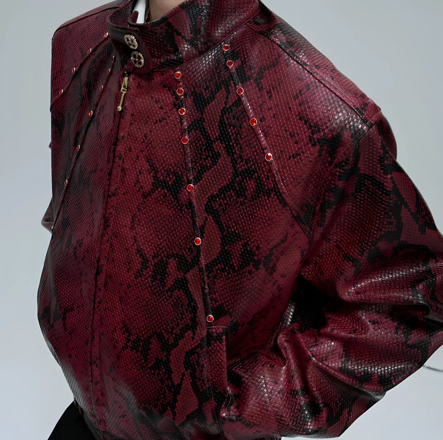 Opium Snakeskin Studded Bomber - Fūga-Studios