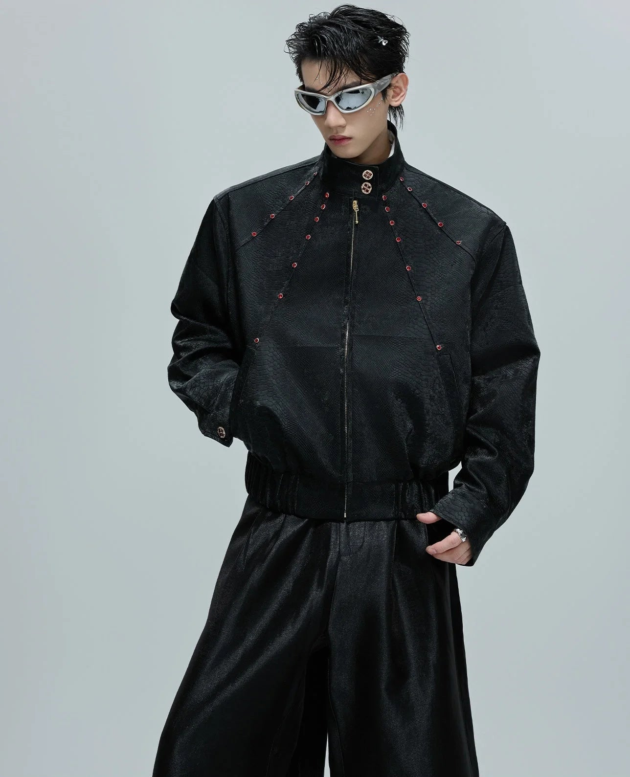 Opium Snakeskin Studded Bomber - Fūga-Studios