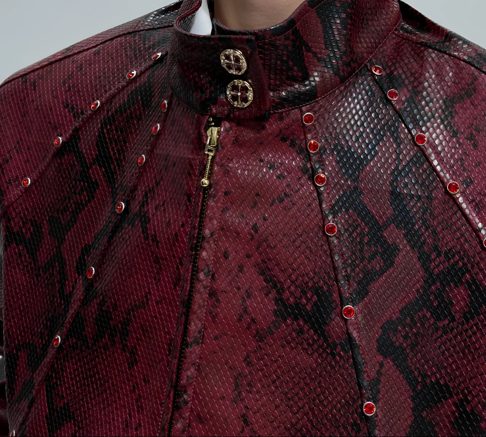 Opium Snakeskin Studded Bomber - Fūga-Studios