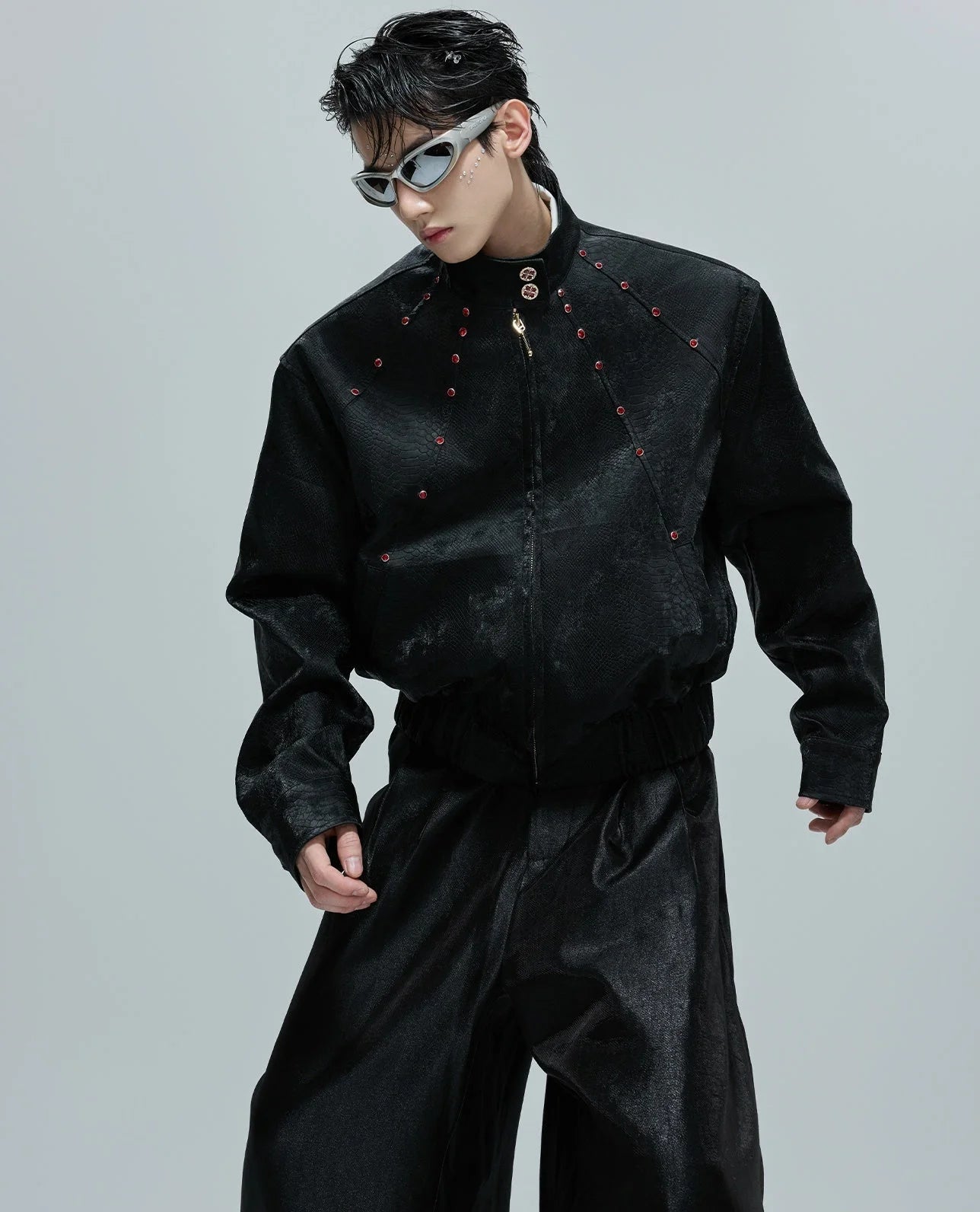 Opium Snakeskin Studded Bomber - Fūga-Studios