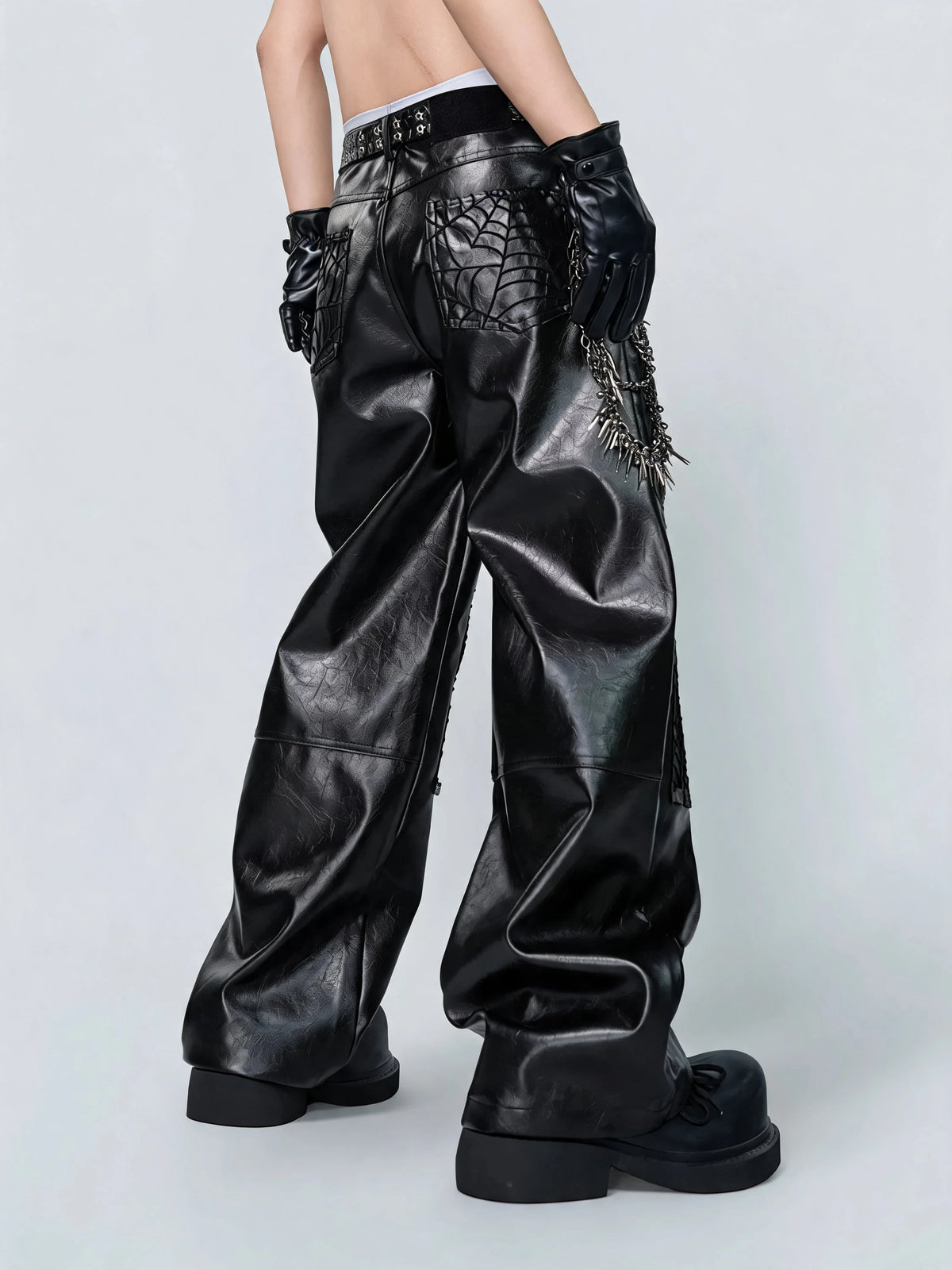 Opium Spiderweb Leather Pants Schwarz - Fuga Studios