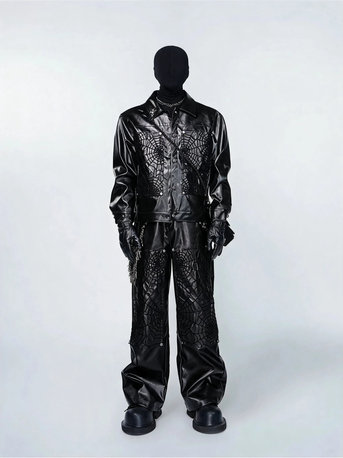 Opium Spiderweb Leather Pants Schwarz - Fuga Studios