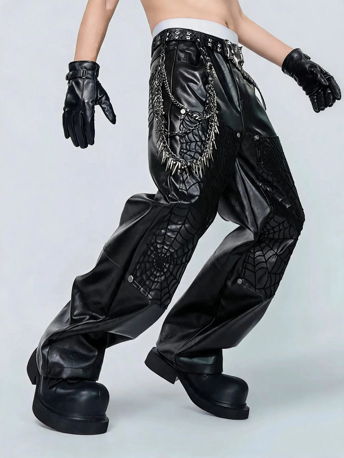 Opium Spiderweb Leather Pants Schwarz - Fuga Studios