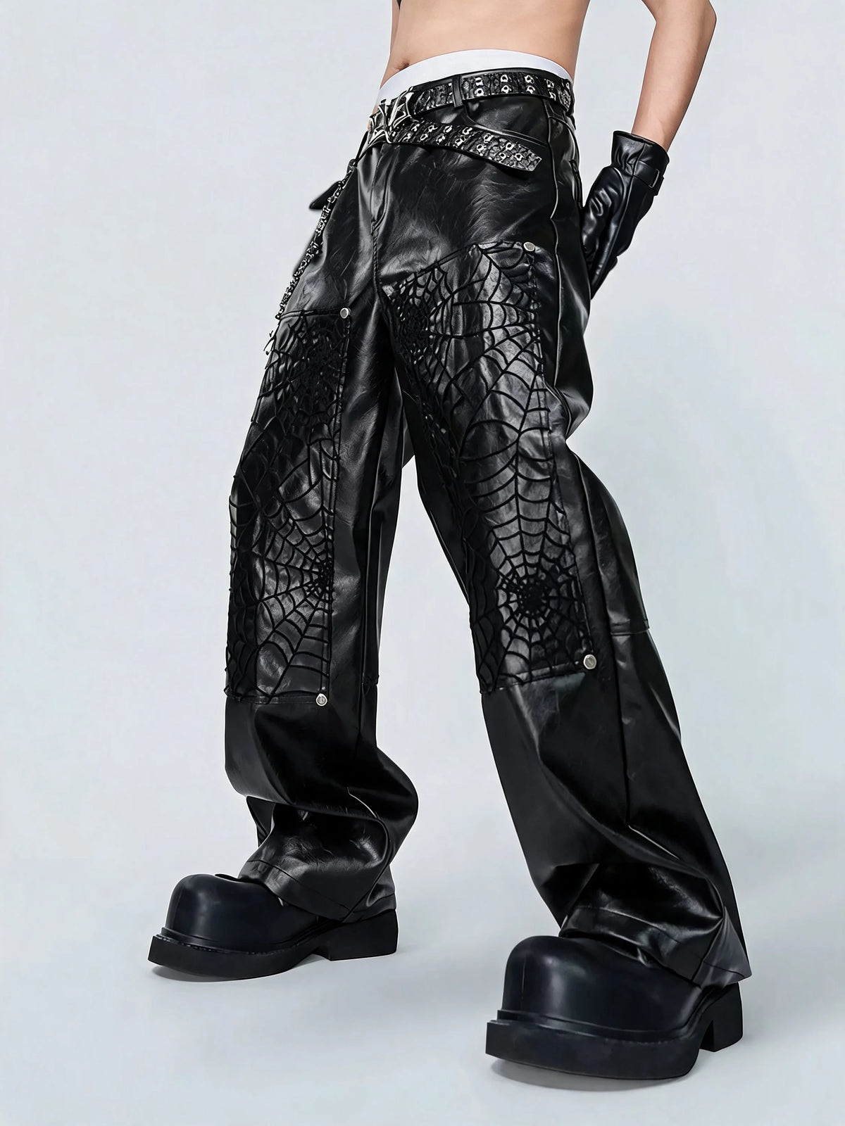 Opium Spiderweb Leather Pants Schwarz - Fuga Studios