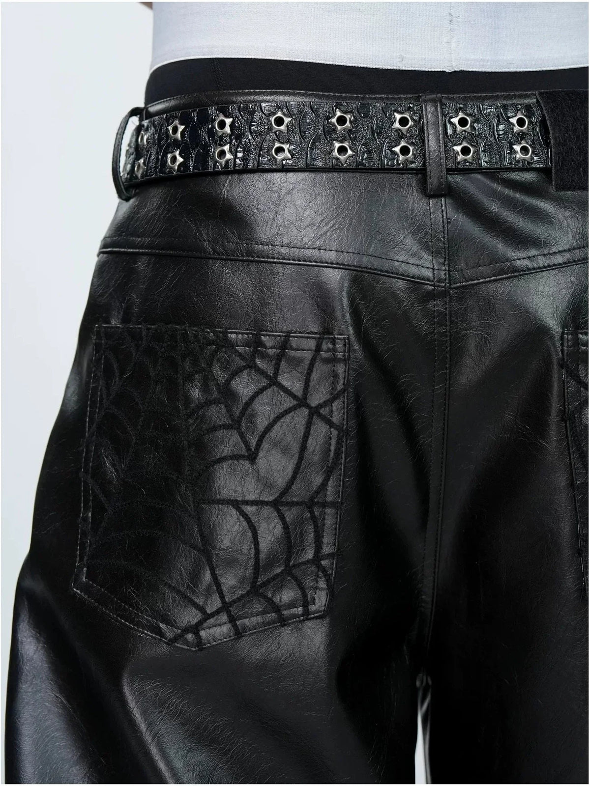 Opium Spiderweb Leather Pants Schwarz - Fuga Studios