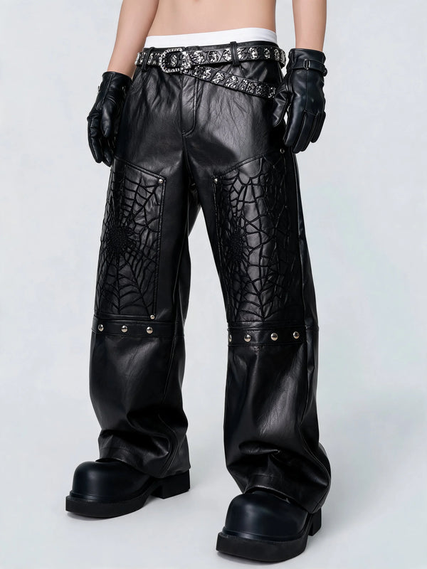 Opium Spiderweb Leather Pants Schwarz - Fuga Studios