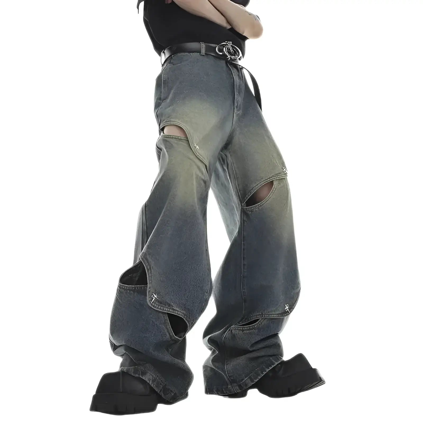 Opium Spliced Denim Pants - Fuga Studios
