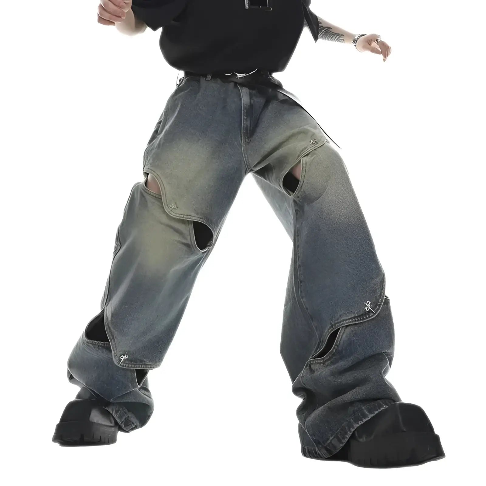Opium Spliced Denim Pants - Fuga Studios