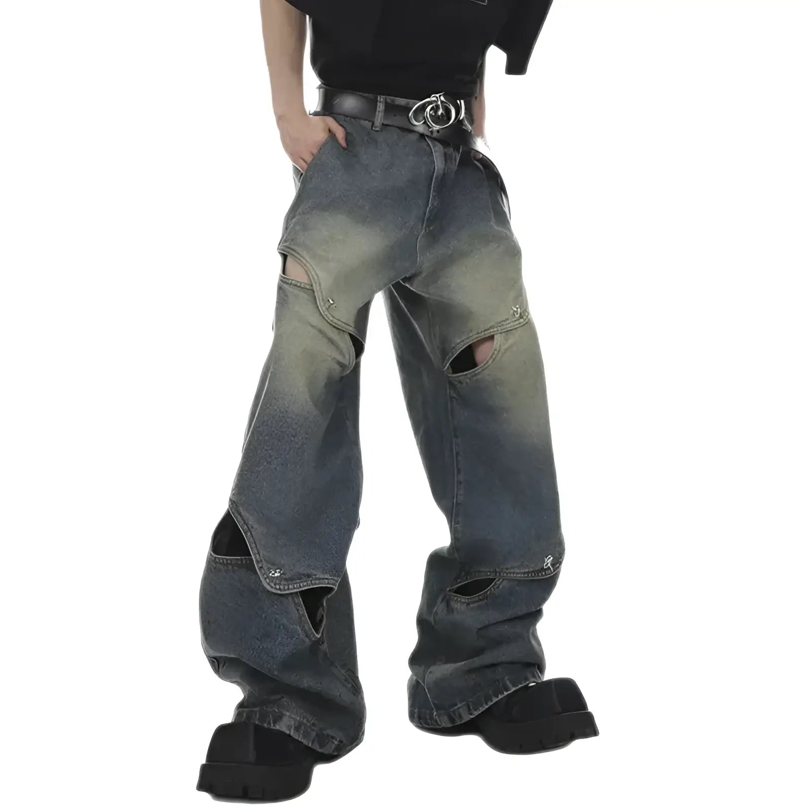 Opium Spliced Denim Pants - Fuga Studios