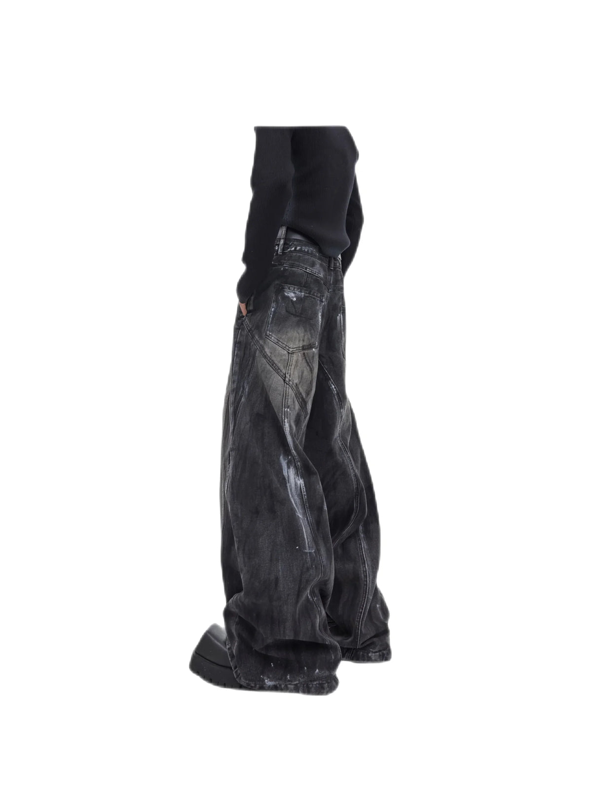 Opium wide-leg jeans. Smoke wash, black. | Fūga Studios