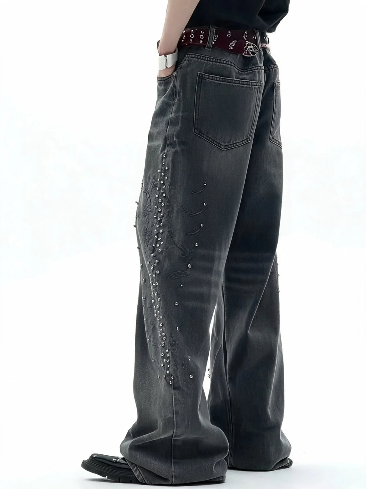 Opium Studded Wide-Leg Jeans - Fuga Studios