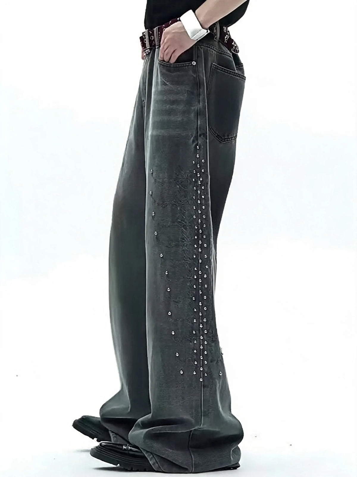 Opium Studded Wide-Leg Jeans - Fuga Studios