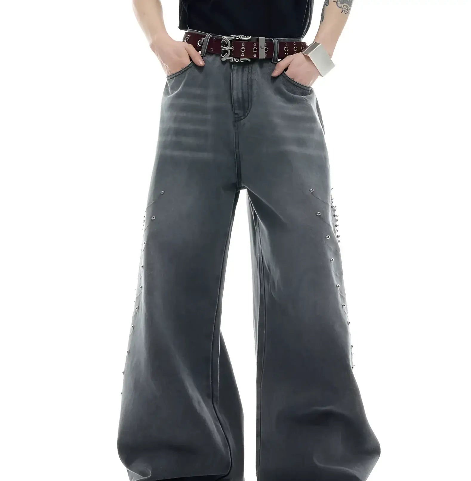 Opium Studded Wide-Leg Jeans - Fuga Studios