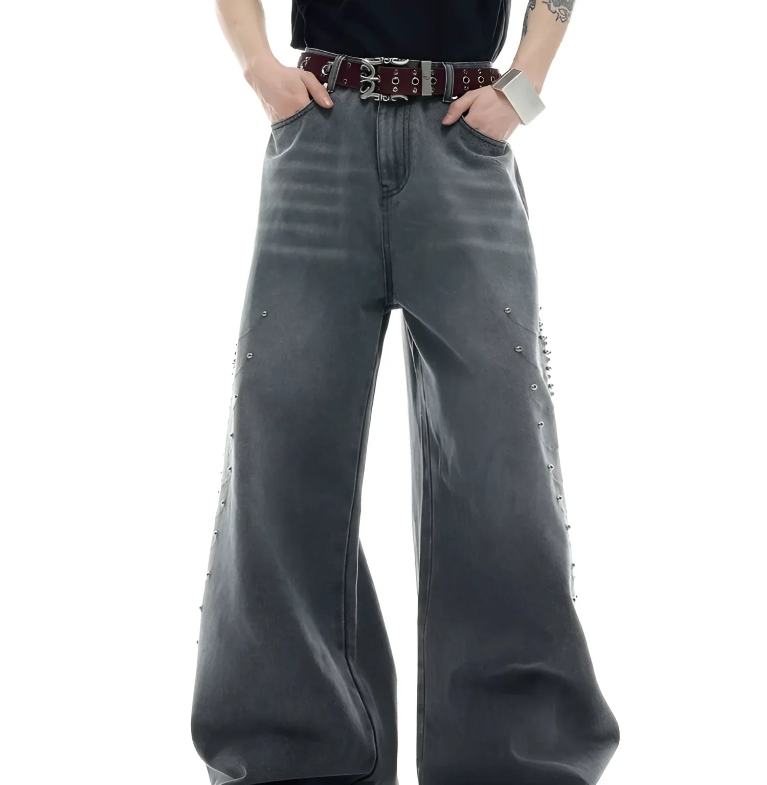 Opium Studded Wide-Leg Jeans - Fuga Studios