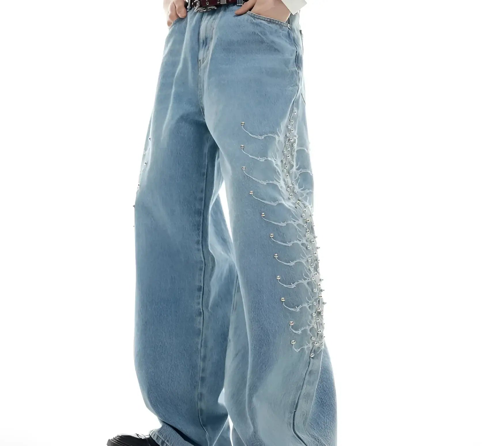 Opium Studded Wide-Leg Jeans - Fuga Studios