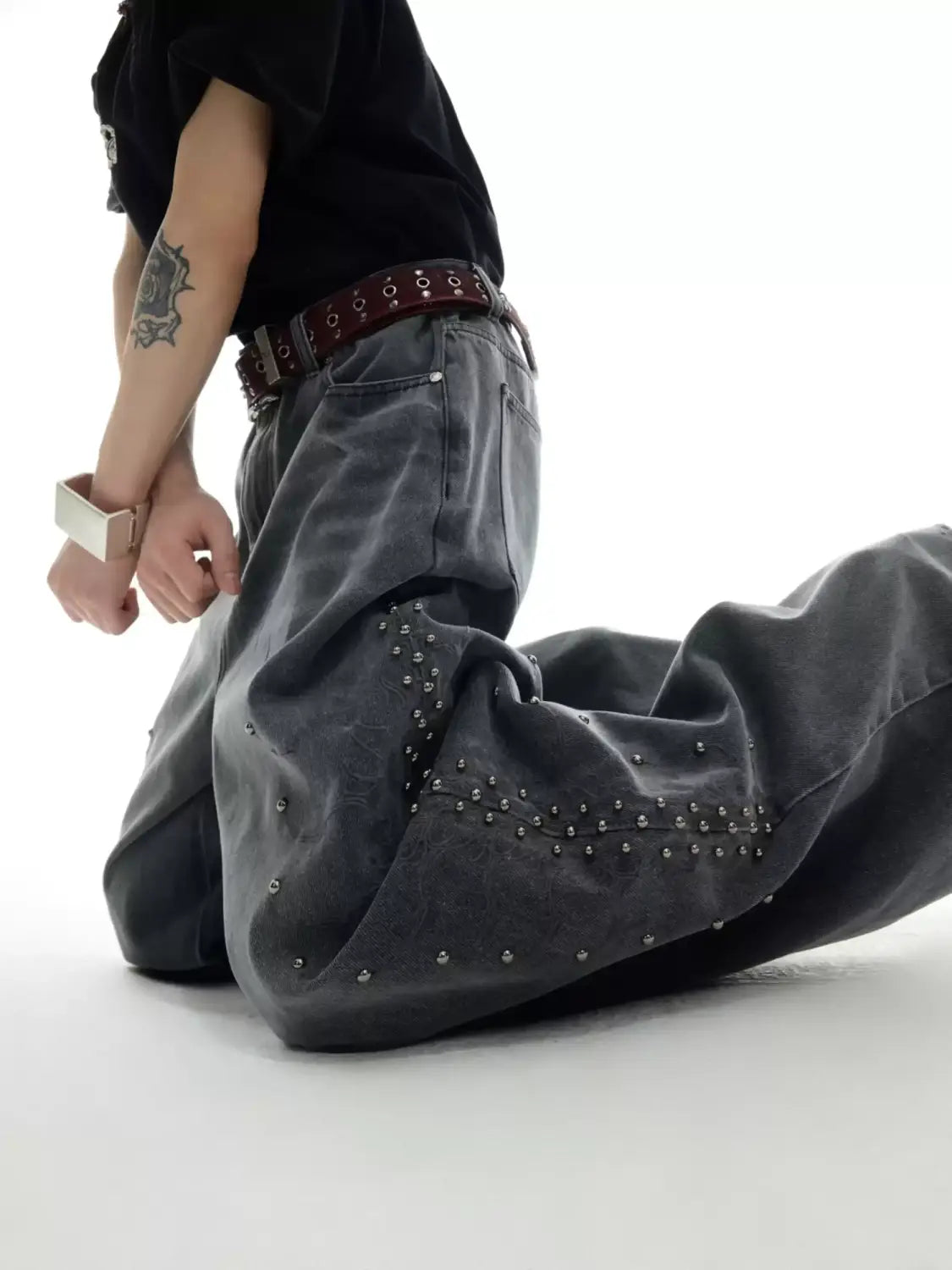 Opium 스터드 와이드 레그 진