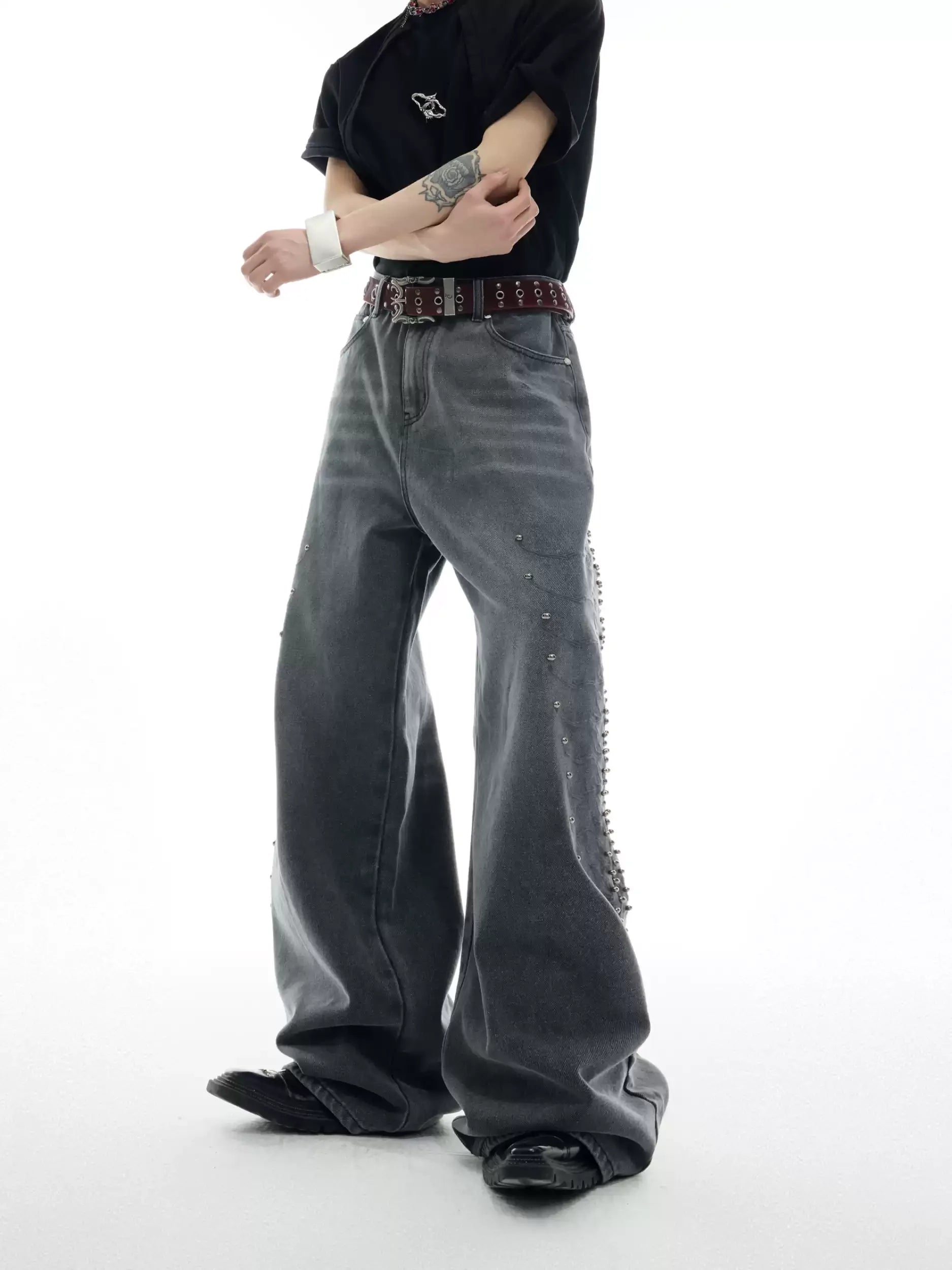 Opium Studded Wide-Leg Jeans - Fuga Studios