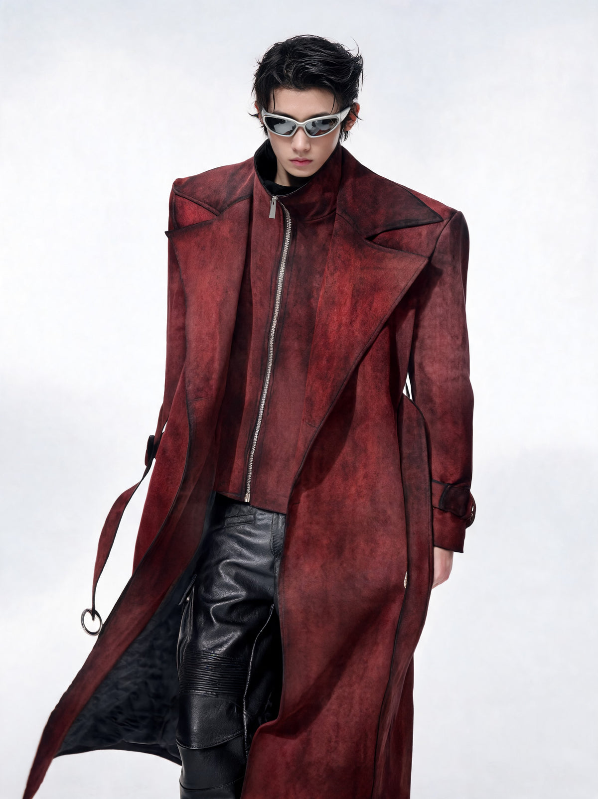 Opium Suede Trench Coat Rot - Fuga Studios
