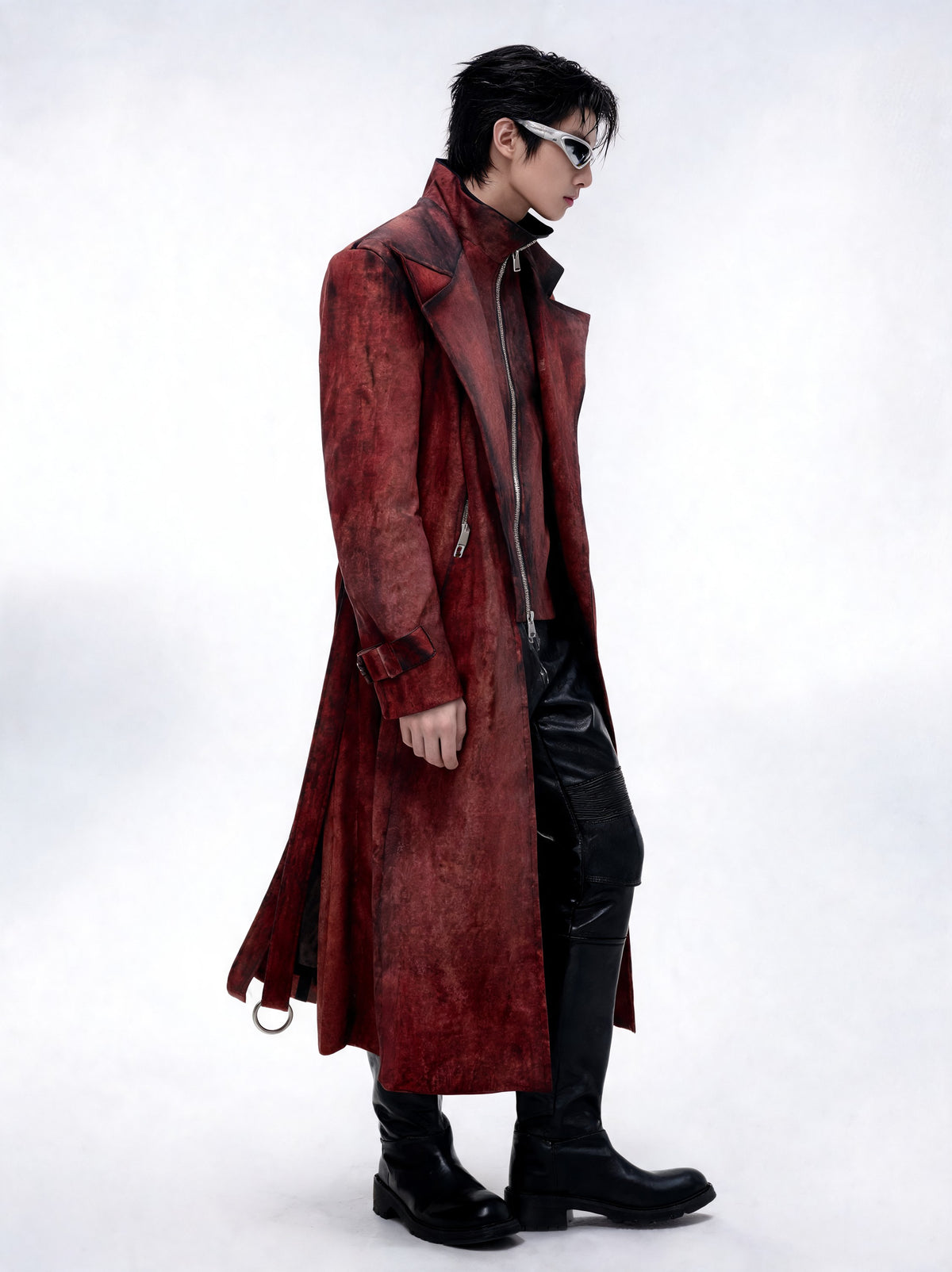 Opium Suede Trench Coat Rot - Fuga Studios