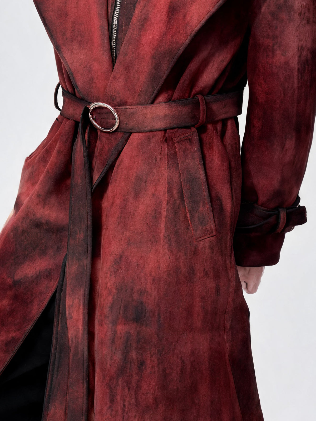 Opium Suede Trench Coat Rot - Fuga Studios