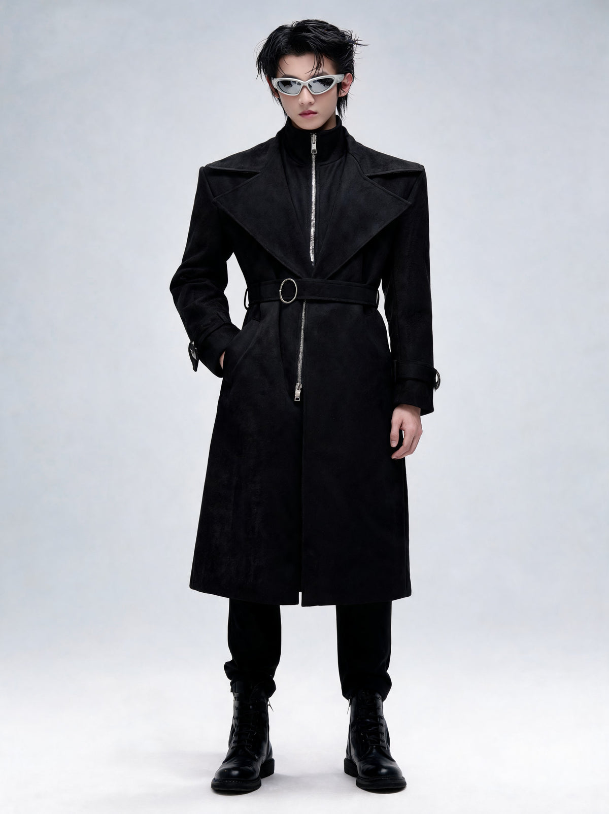 Opium Suede Trench Coat Schwarz - Fuga Studios