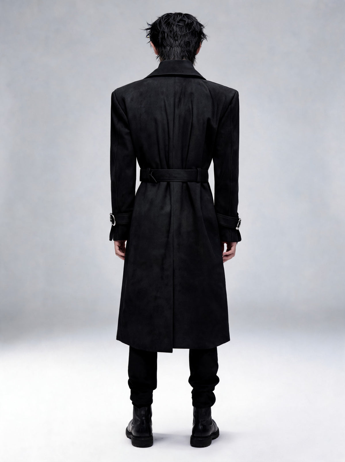 Opium Suede Trench Coat Schwarz - Fuga Studios