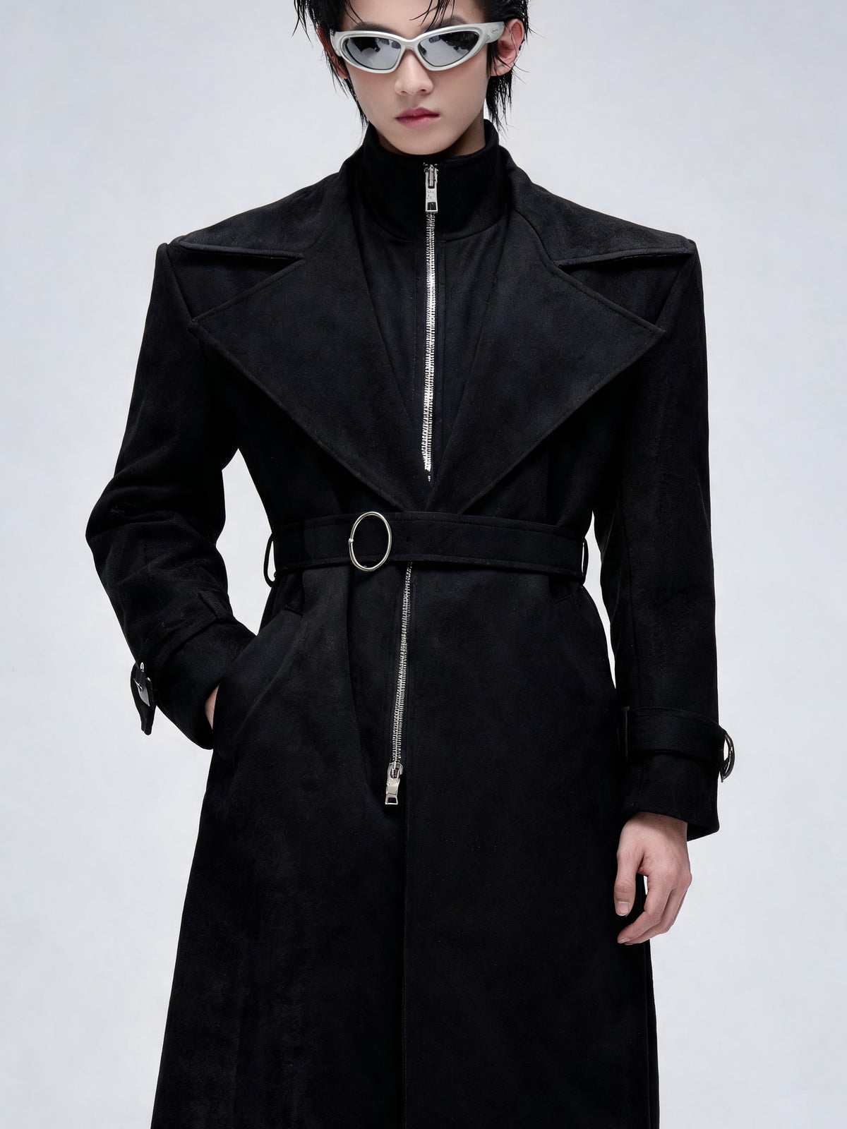 Opium Suede Trench Coat Schwarz - Fuga Studios